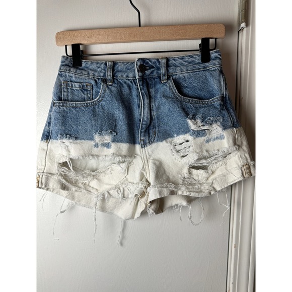 Pacing ombré denim to white cutoff shorts - Picture 1 of 5